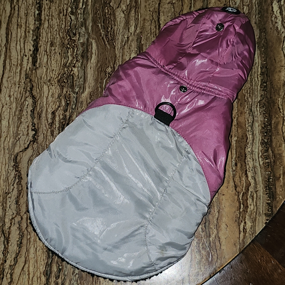 Warm Pink and Gray X SMALL Dog Puffer Jacket